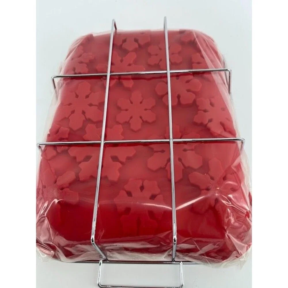 Cooks & Chefs Red Silicone Holiday Baking Molds with Metal‎ Racks 10 PC NEW